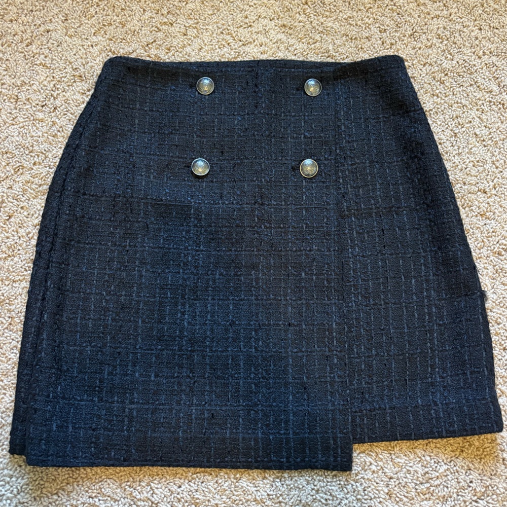 NWT LOFT Black Skirt with Button Accents